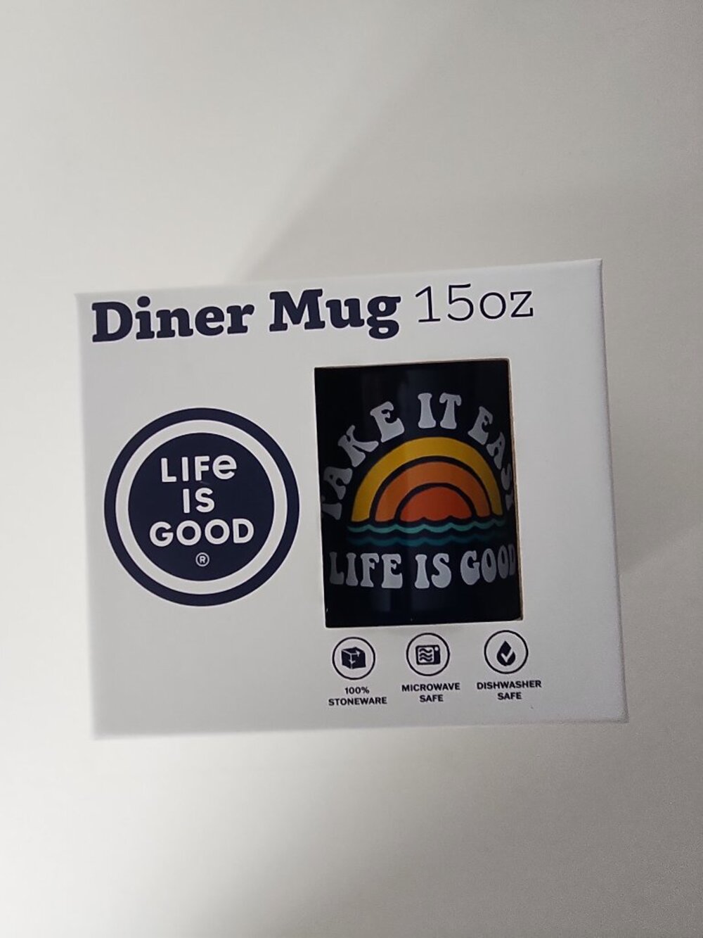 Life is Good "Take It Easy" 15oz Diner Mug stoneware ceramic cup NWT
